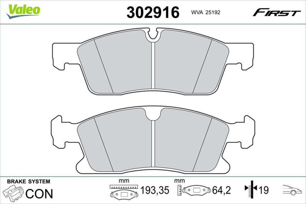 Jogo de 4 pastilhas de travão VALEO ref. 302916